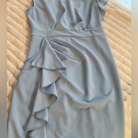 New Money RUFFLED BLUE PENCIL DRESS - Picture 7 of 15